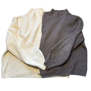 2 Old Navy Sweaters Lot Fall Cream Brown Size Large